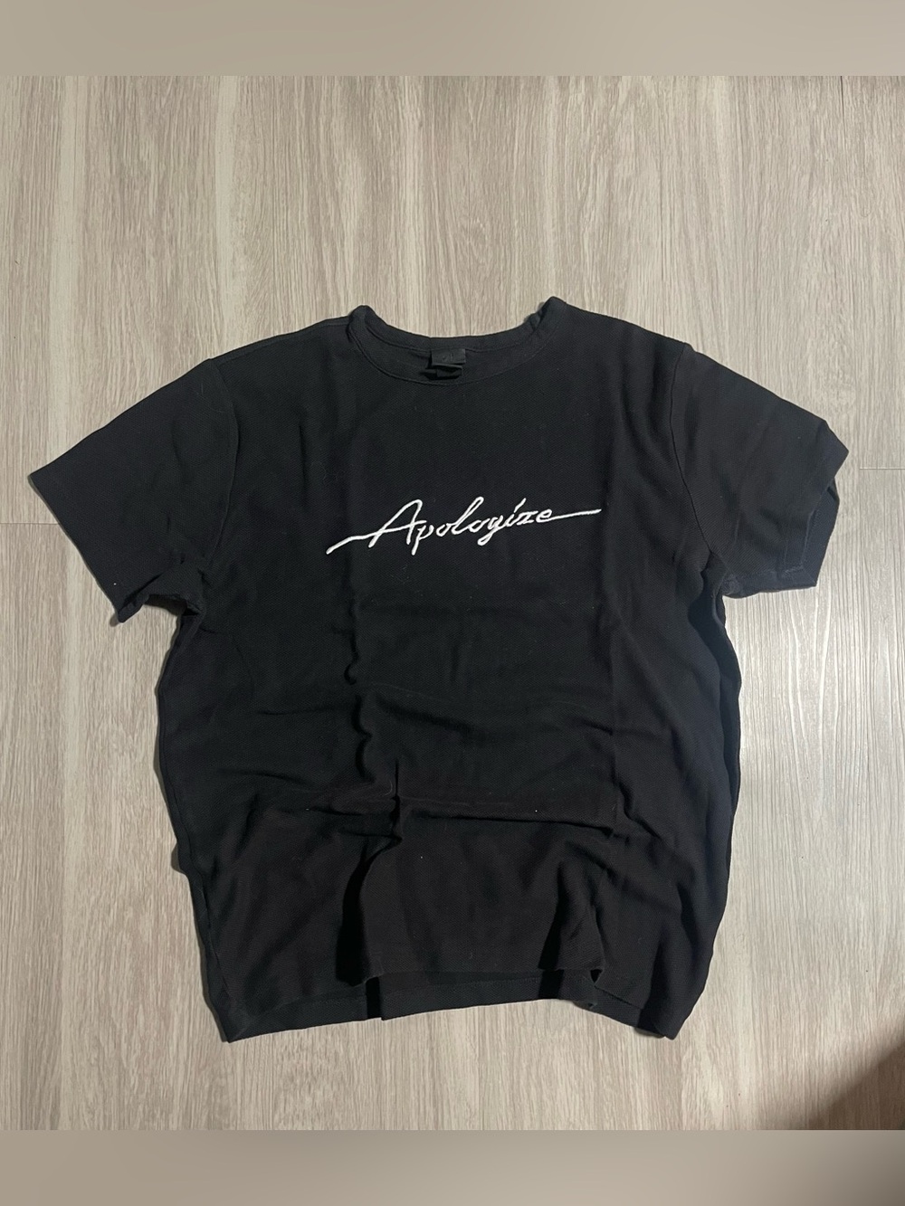 Black 'Apologize' Script Graphic Tee